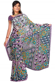 Georgette sari shown draped on a model