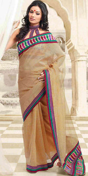 Georgette sari shown draped on a model