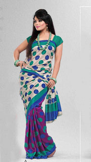 Georgette sari shown draped on a model