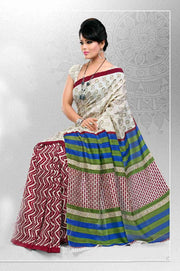 Georgette sari shown draped on a model