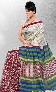 Georgette sari shown draped on a model
