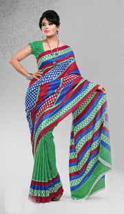 Georgette sari shown draped on a model