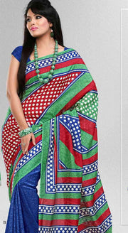 Georgette sari shown draped on a model