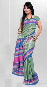Georgette sari shown draped on a model