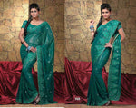 Georgette sari shown draped on a model
