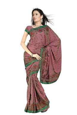 Georgette sari shown draped on a model