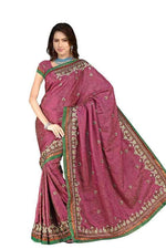 Georgette sari shown draped on a model