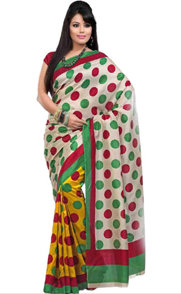 Georgette sari shown draped on a model