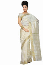 Art silk sari shown draped on a model