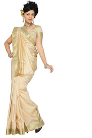 Art silk sari shown draped on a model