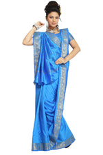 Art silk sari shown draped on a model