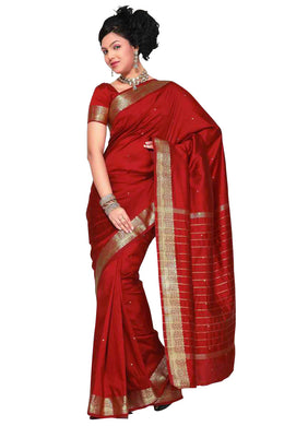 Art silk sari shown draped on a model